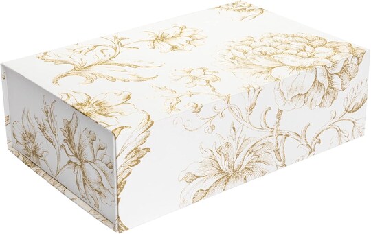 Luxury Keepsake Gift Box – Gold Floral Decorative Box with Magnetic Lid for Presents, Weddings, Bridal Gifts, and Memories | 11.5" x 7.5" x 3.5"